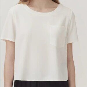 Cuyana Silk Pocket Tee Washable Cream Size L